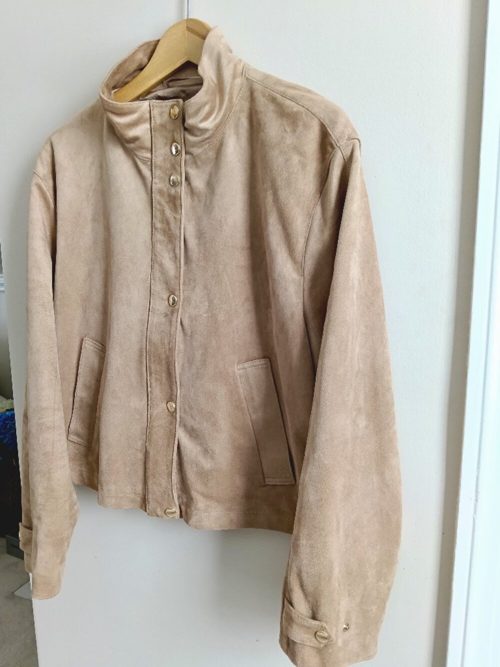 ZARA FAUX SUEDE HIGH-NECK BOMBER JACKET US XL - NWOT - Picture 13 of 16